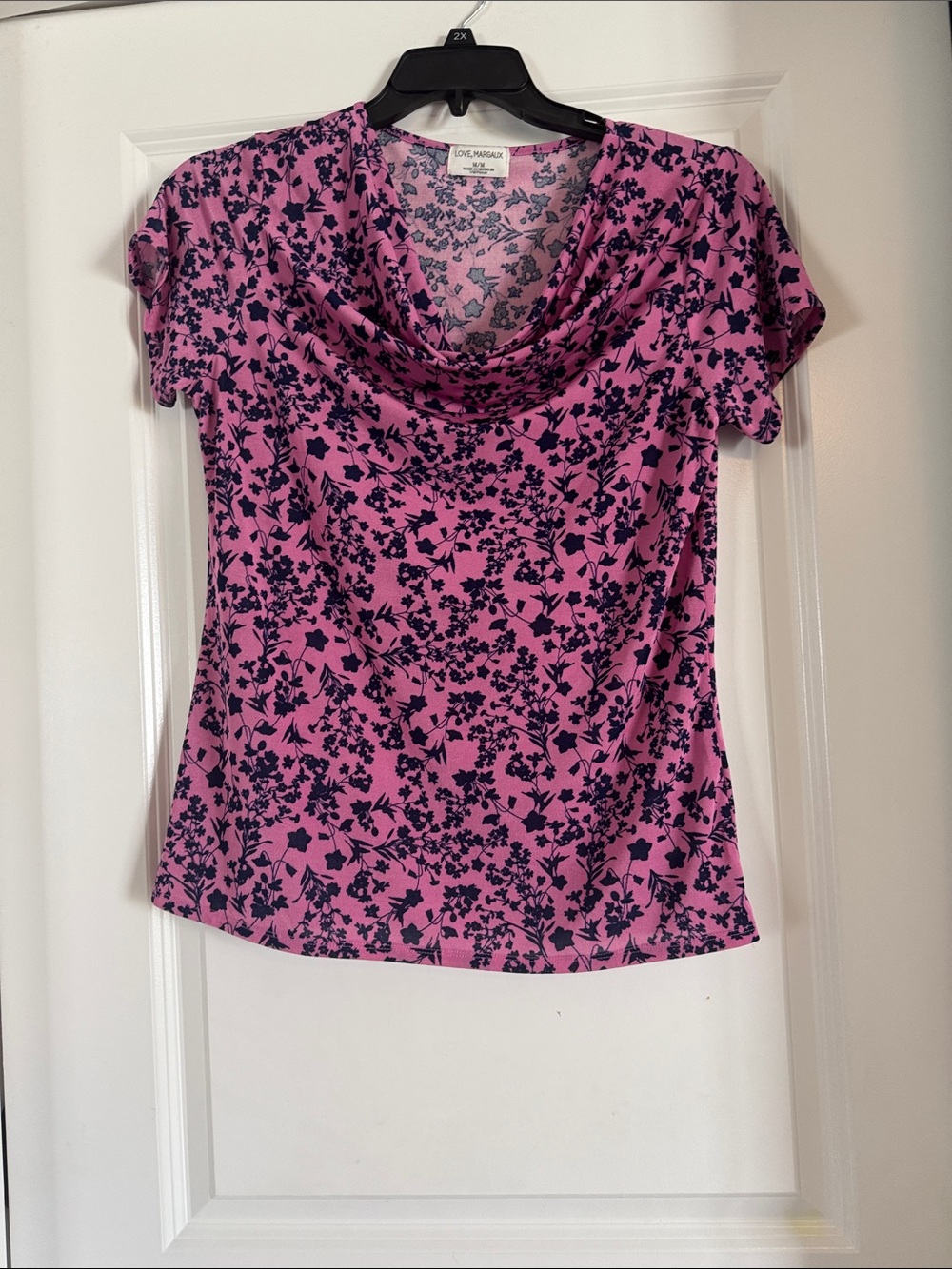 Margaux Pink Floral Cowl-Neck Blouse (879)